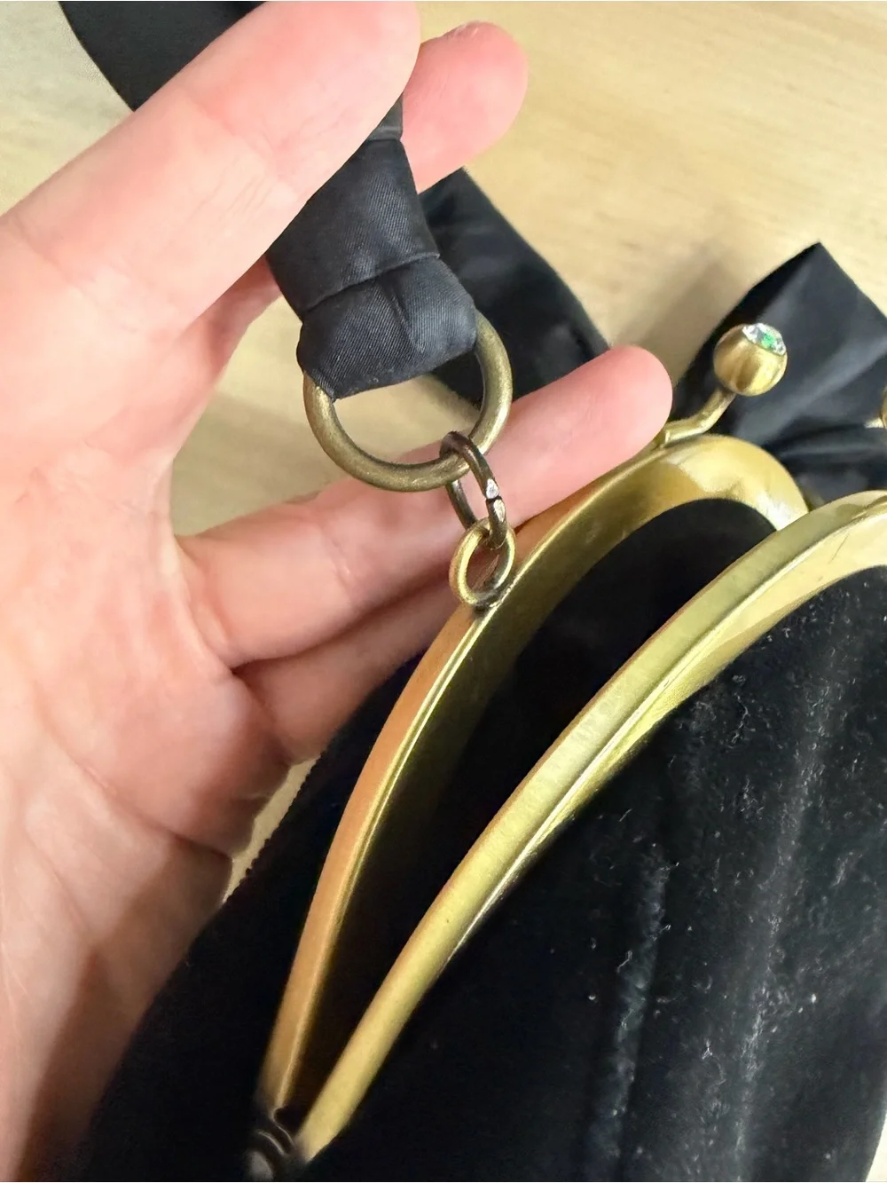 Franchi Black Velvet Evening Bag with Bow